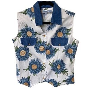 Vintage Floral Denim Vest